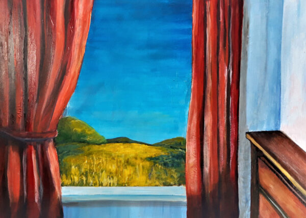Malerei "Blick aus dem Fenster" 70 x 50 cm Acryl auf Leinwand