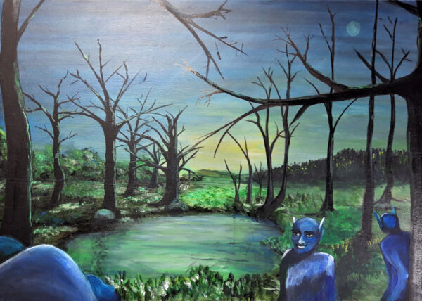 Malerei "Blue Men" 60 x 40 cm Acryl auf Leinwand